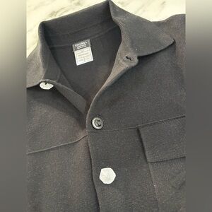 CHANEL Black Knit Cardigan with black lion button